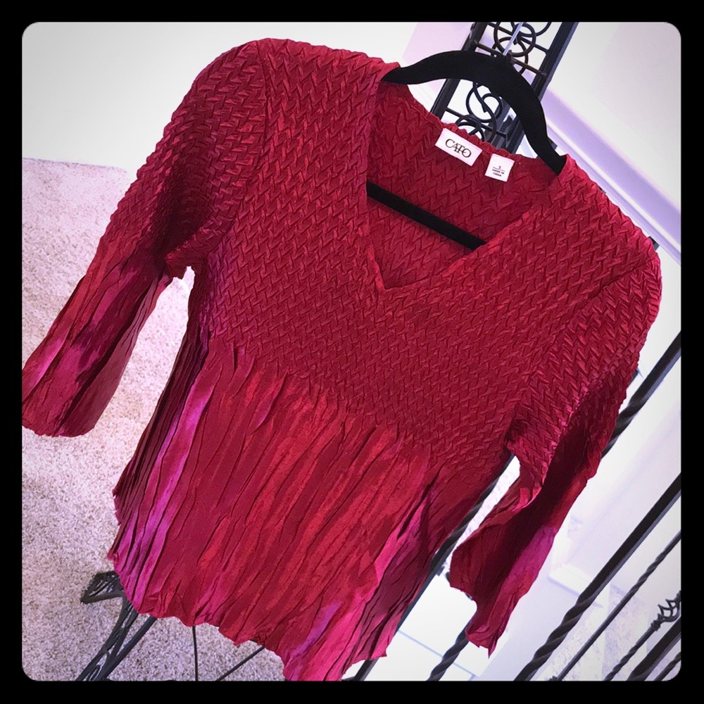 💥Dark Red satin crinkle blouse S